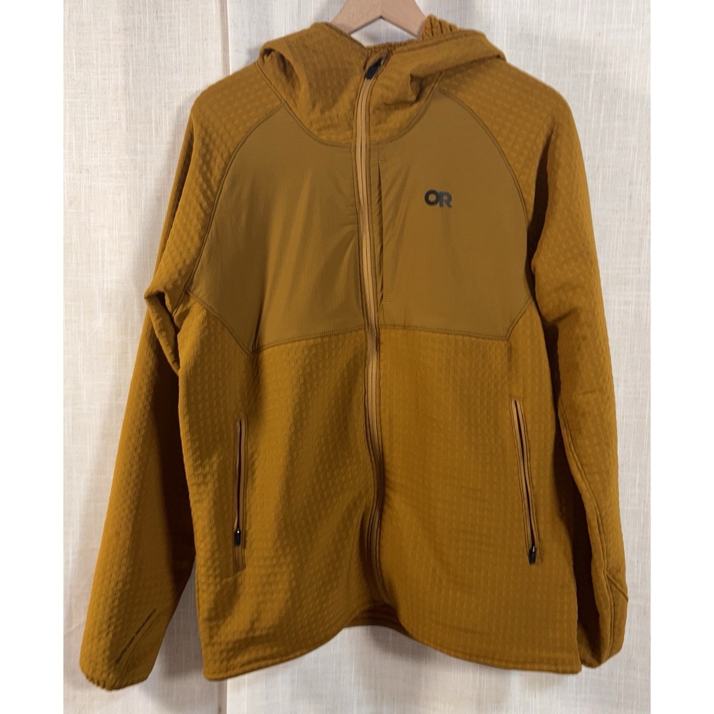 OR OUTDOOR RESEARCH Men's L Large Vigor Plus Jacket Hoodie Yellow Mustard